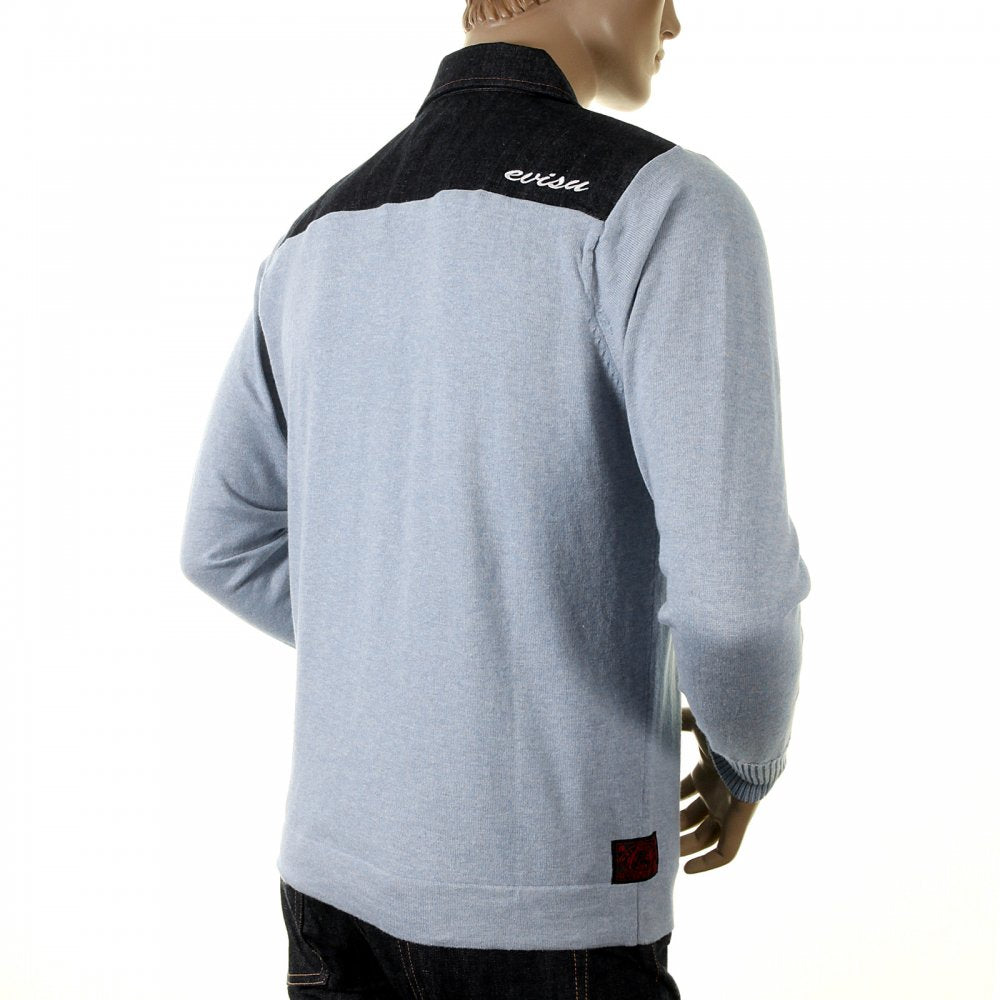Original Denim Trimmed Sky Blue Knitted Shirt