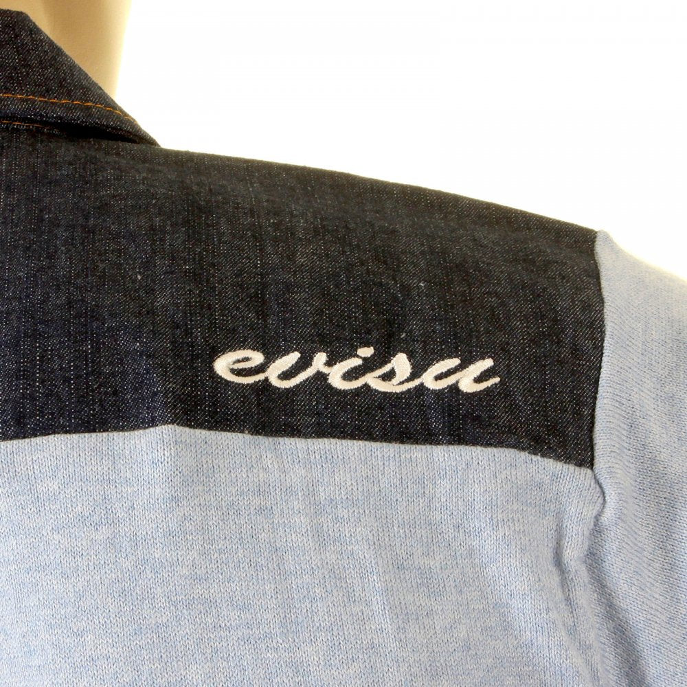 Original Denim Trimmed Sky Blue Knitted Shirt