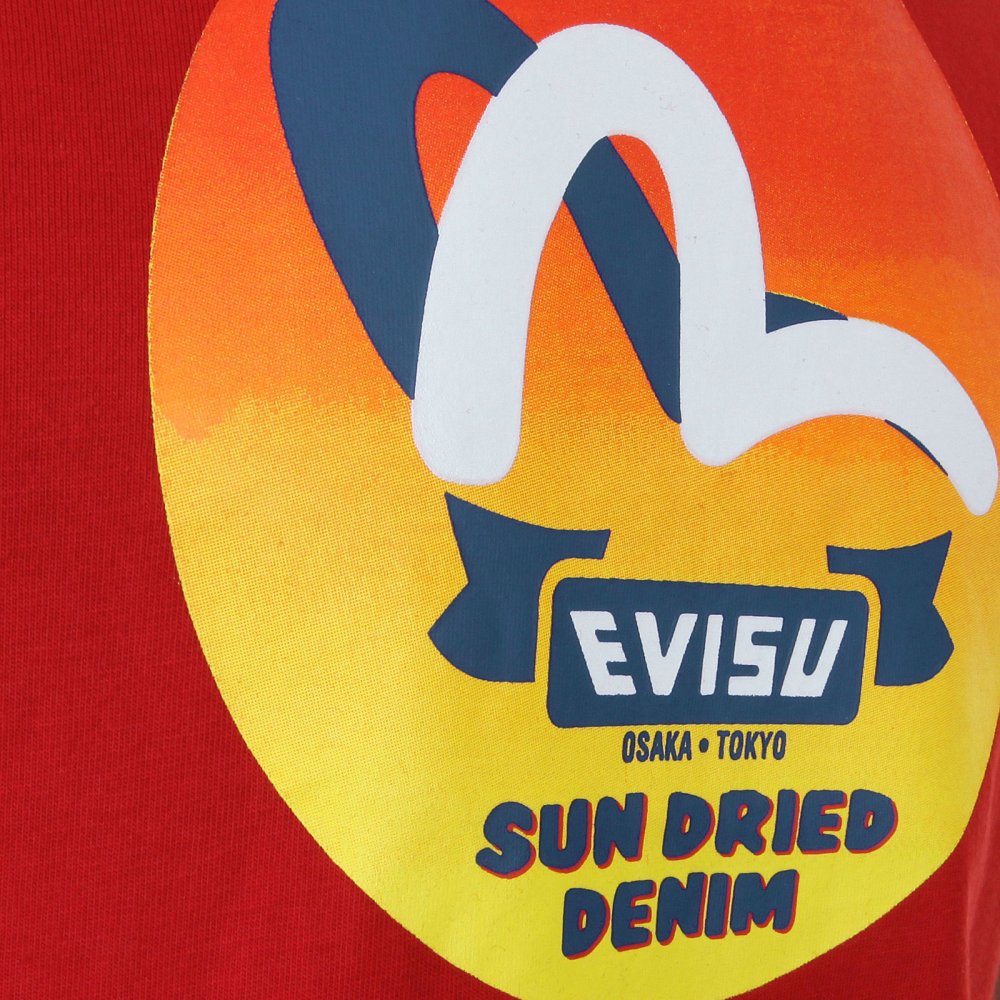 Authentic and Rare Red T-Shirt with SUN DRIED DENIM Logo
