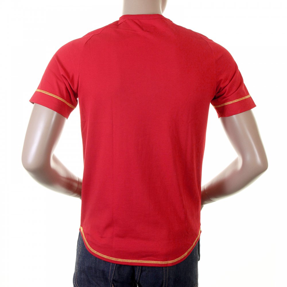 Authentic and Rare Red T-Shirt with SUN DRIED DENIM Logo