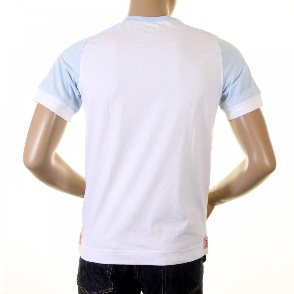 Original and Rare White with Sky Blue Short Sleeve T-Shirt