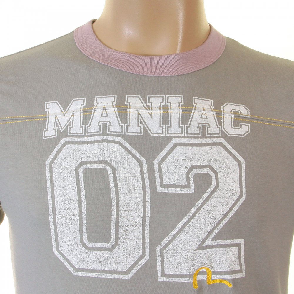 Grey Original and Rare faux college Maniac cotton t shirt