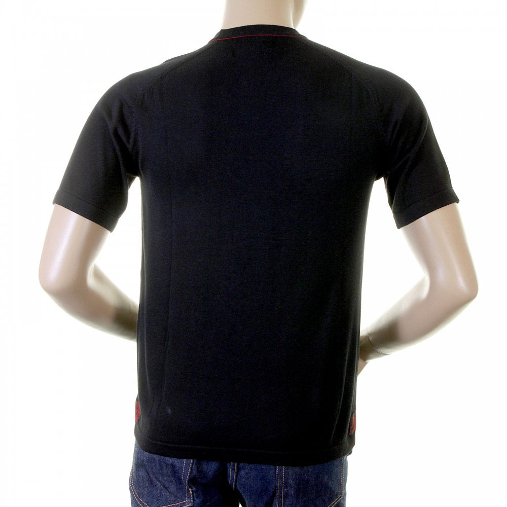 Knitted Black logo T shirt for men
