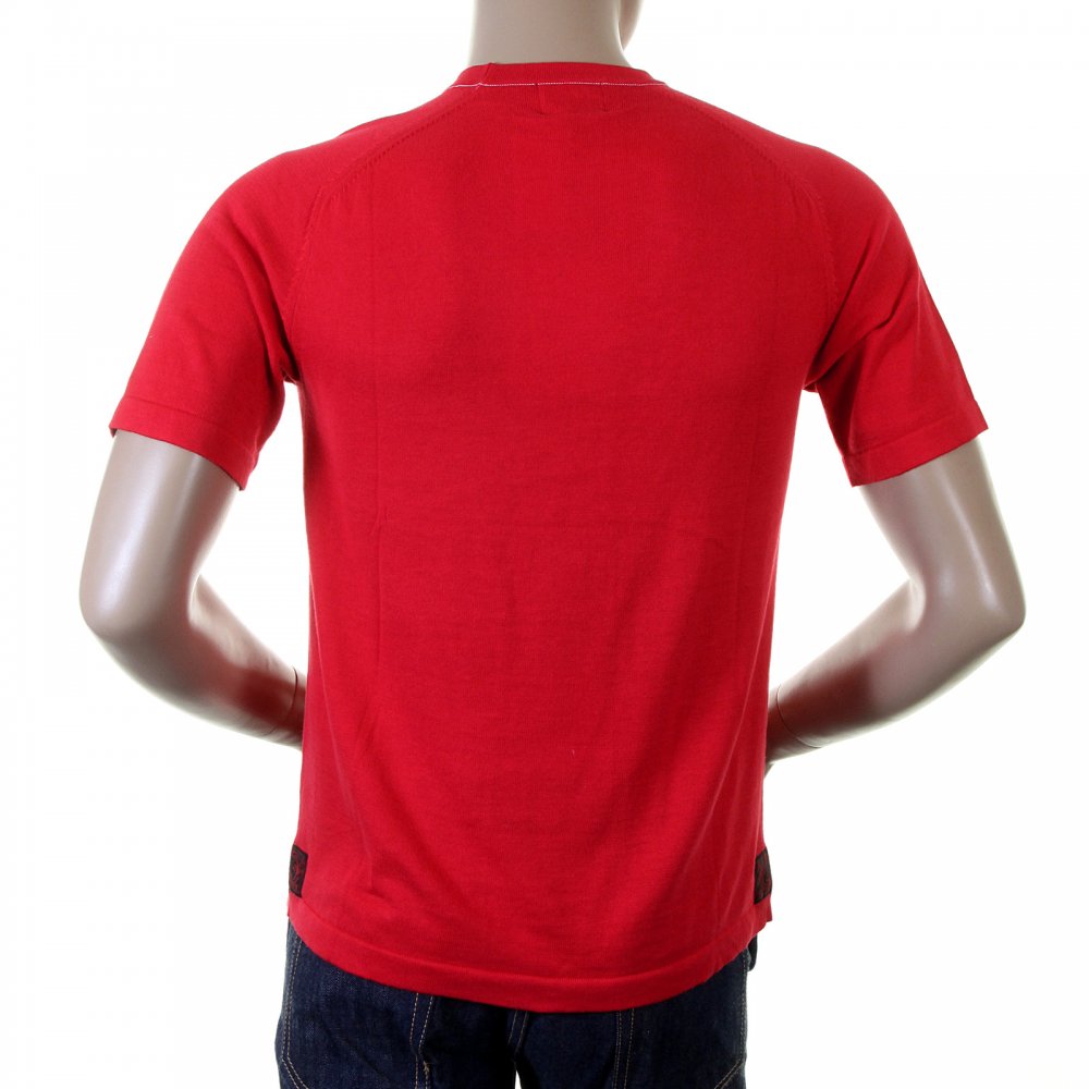 Knitted Red Logo T shirt for men