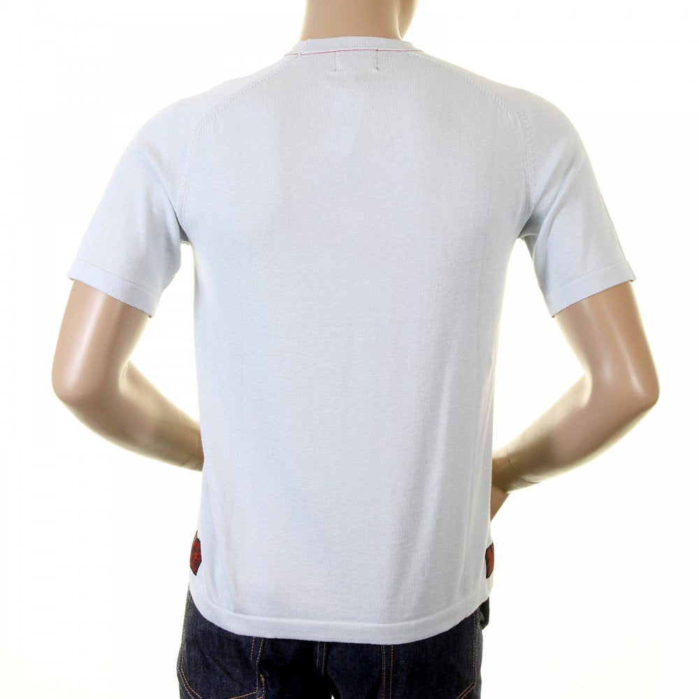 Knitted Sky Blue Logo T shirt for men