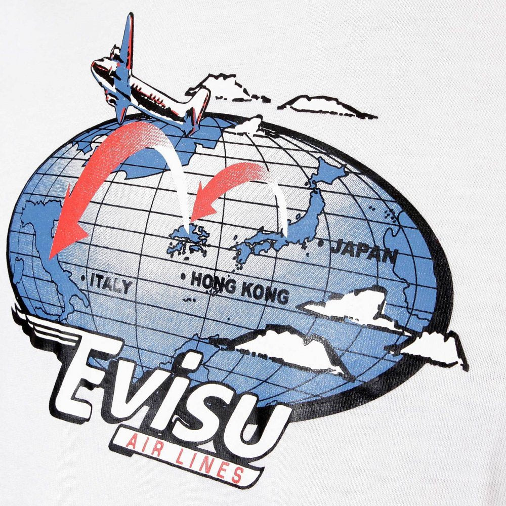 White Original Evisu Airline Short Sleeved T Shirt