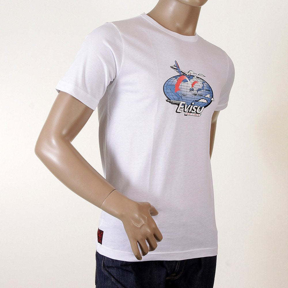 White Original Evisu Airline Short Sleeved T Shirt