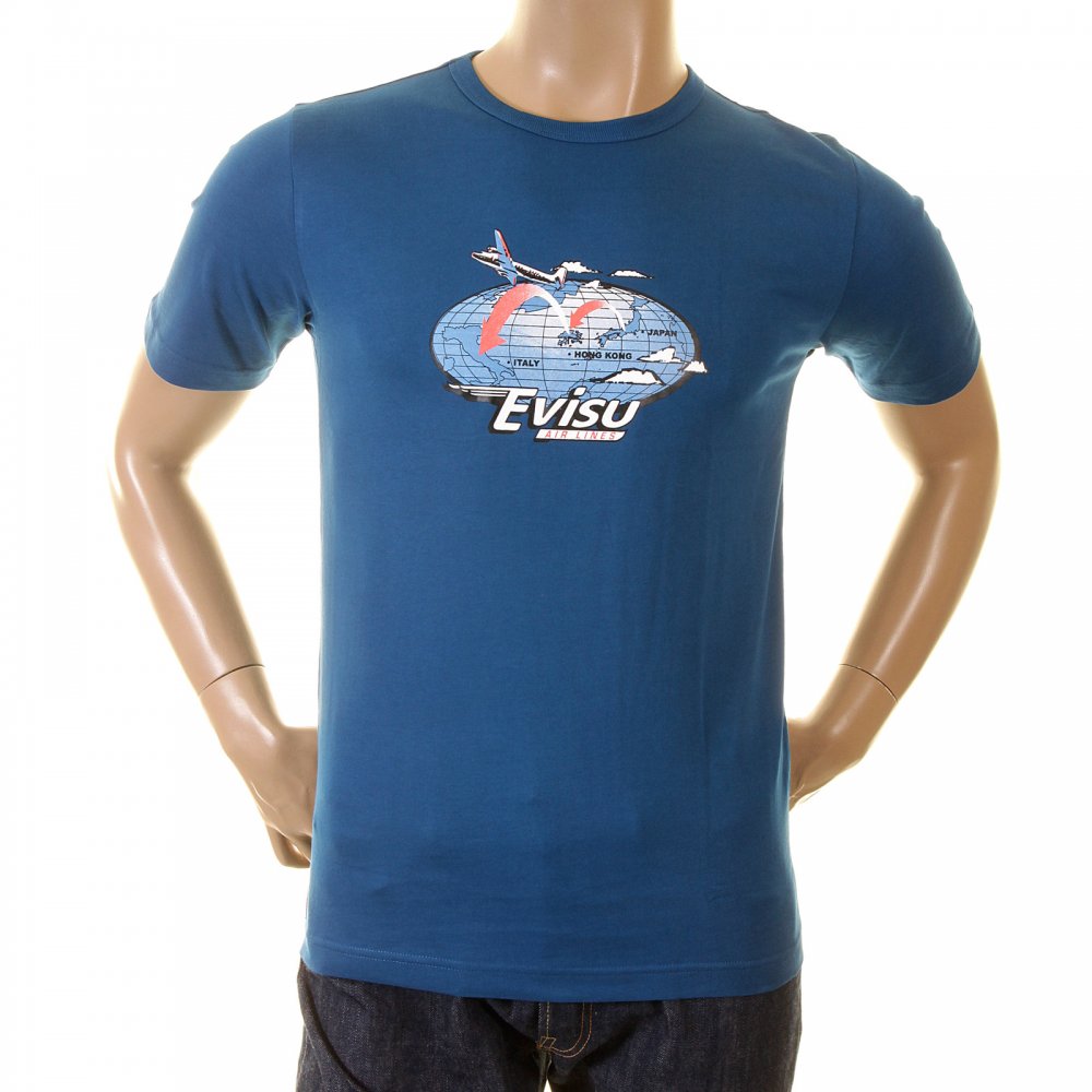 Petrol blue Early original Airline printed t shirt