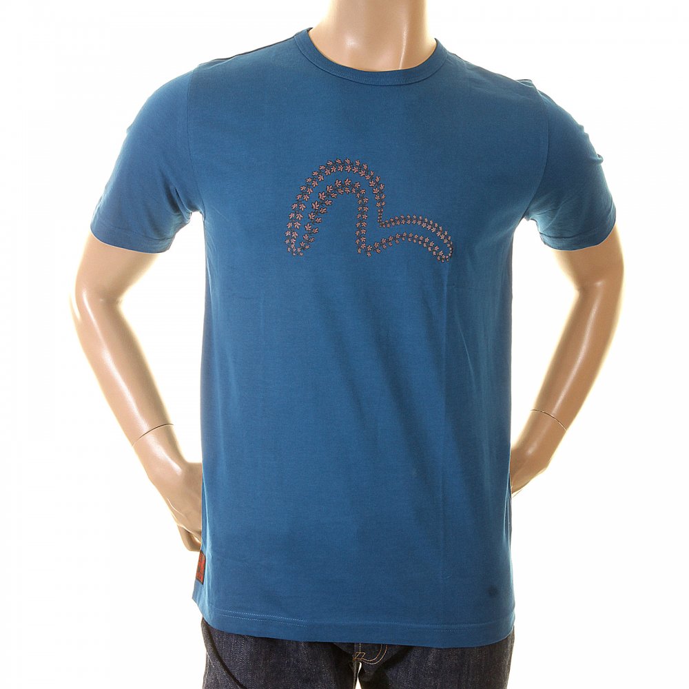 Authentic Petrol blue T shirt with Gold Leaf Logo