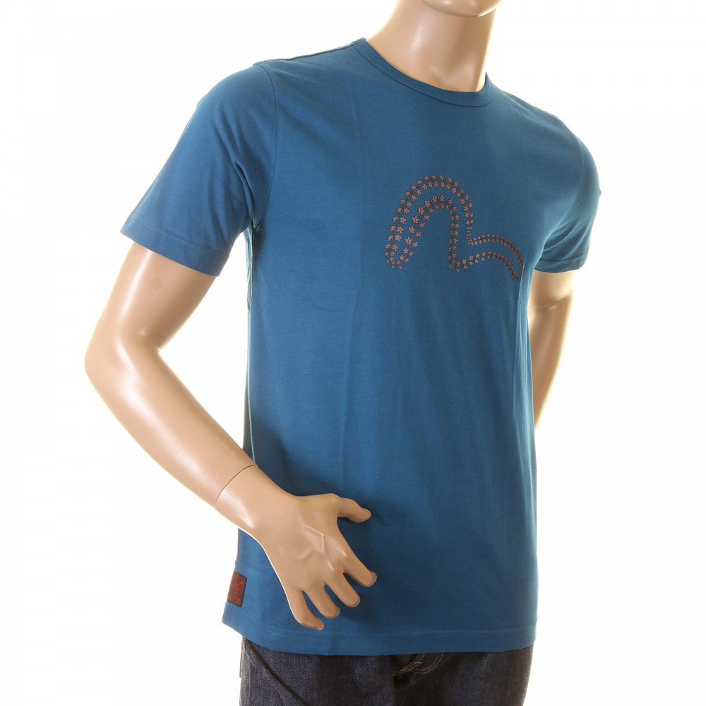 Authentic Petrol blue T shirt with Gold Leaf Logo
