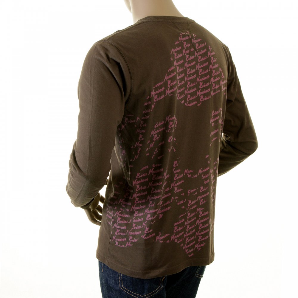 Rare Pink Print on Chocolate Evisu Maniacs t shirt