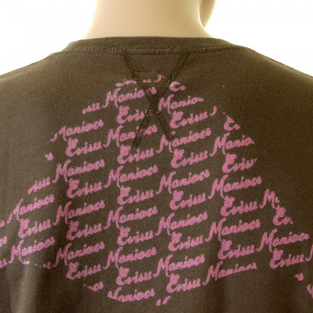Rare Pink Print on Chocolate Evisu Maniacs t shirt