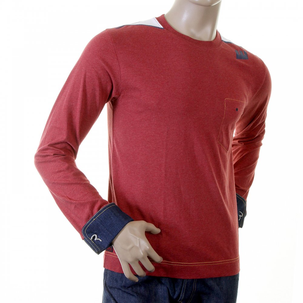 Genuine Brick Red Denim Cuff T Shirt