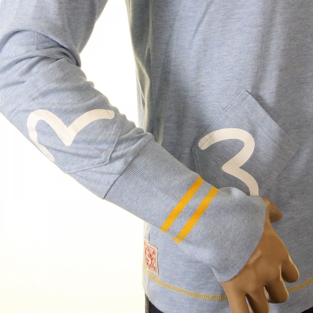 Rare and Authentic Sky Blue Long Sleeve Five Pocket T Shirt
