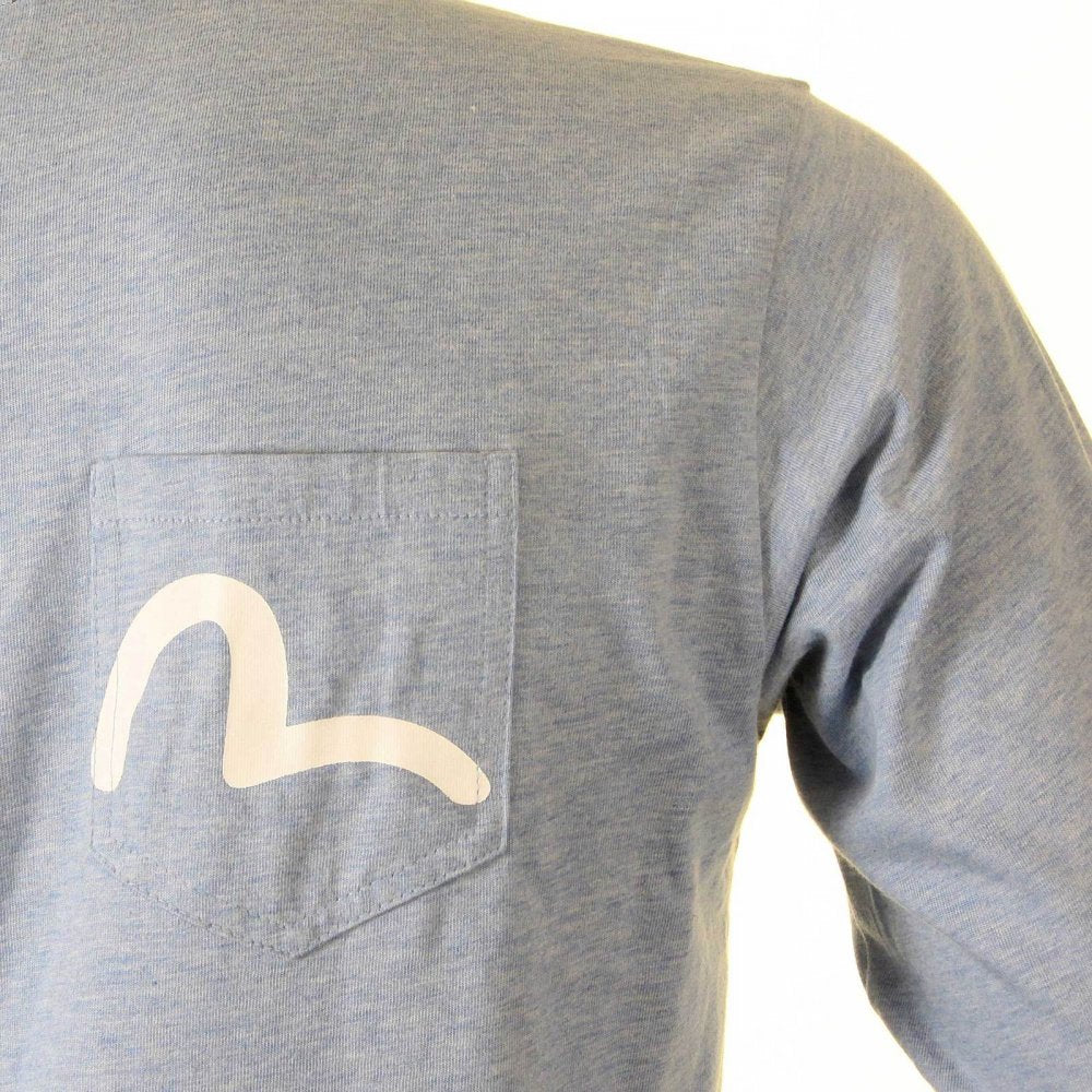 Rare and Authentic Sky Blue Long Sleeve Five Pocket T Shirt