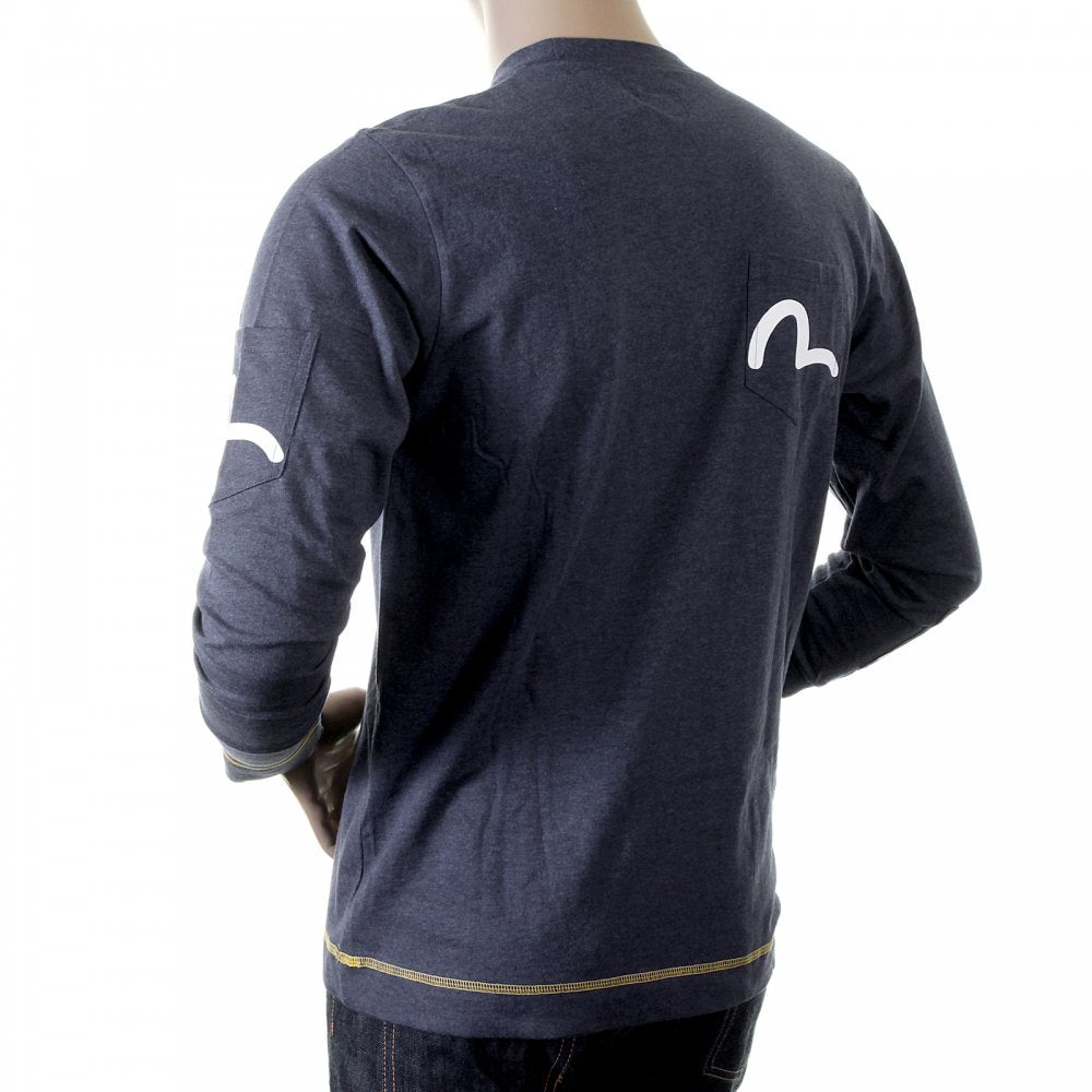 Rare and Authentic Ink Blue Long Sleeve Five Pocket T Shirt