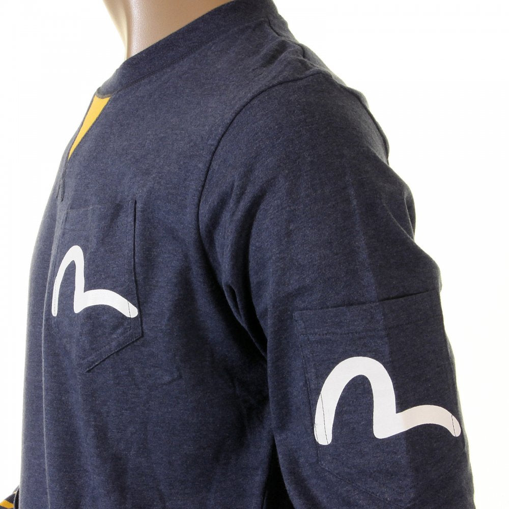 Rare and Authentic Ink Blue Long Sleeve Five Pocket T Shirt