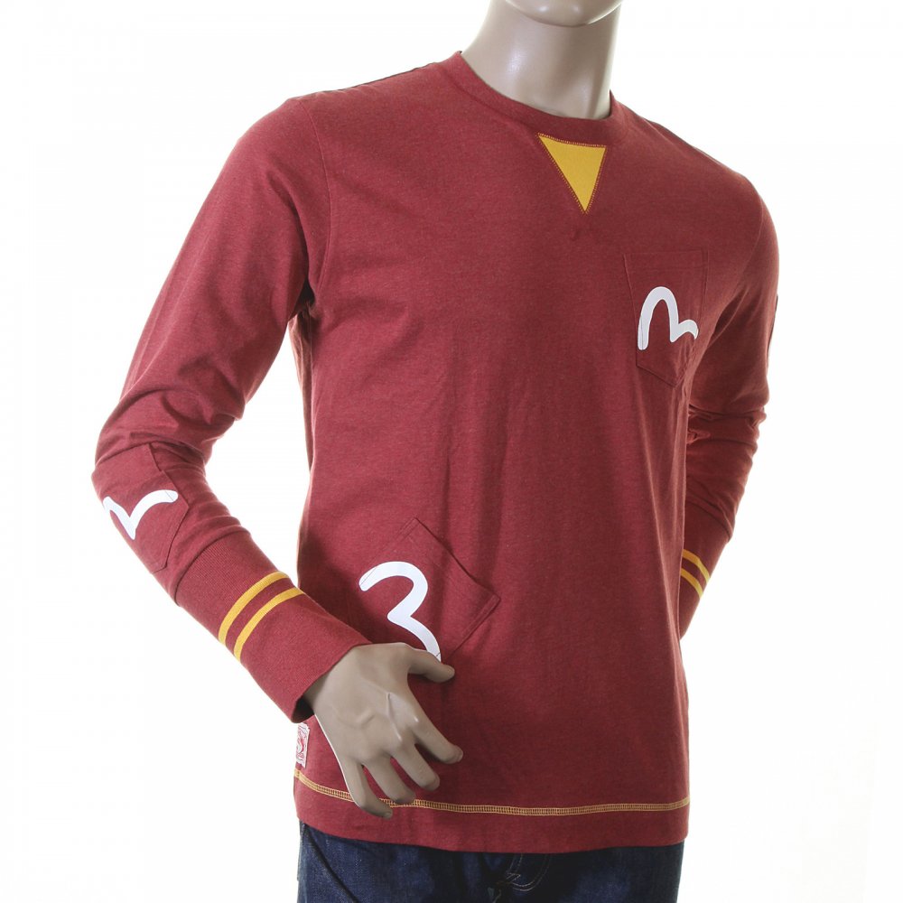 Rare and Authentic Brick Red Long Sleeve Five Pocket T shirt