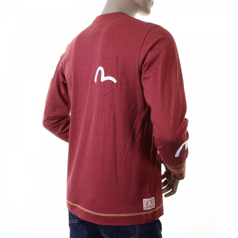 Rare and Authentic Brick Red Long Sleeve Five Pocket T shirt
