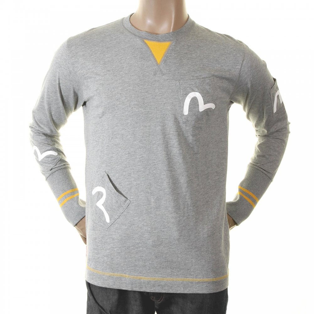 Rare and Authentic Marl Grey Long Sleeve Five Pocket T shirt