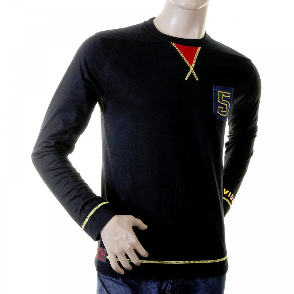 Black Original Rare Evisu t shirt with denim pocket