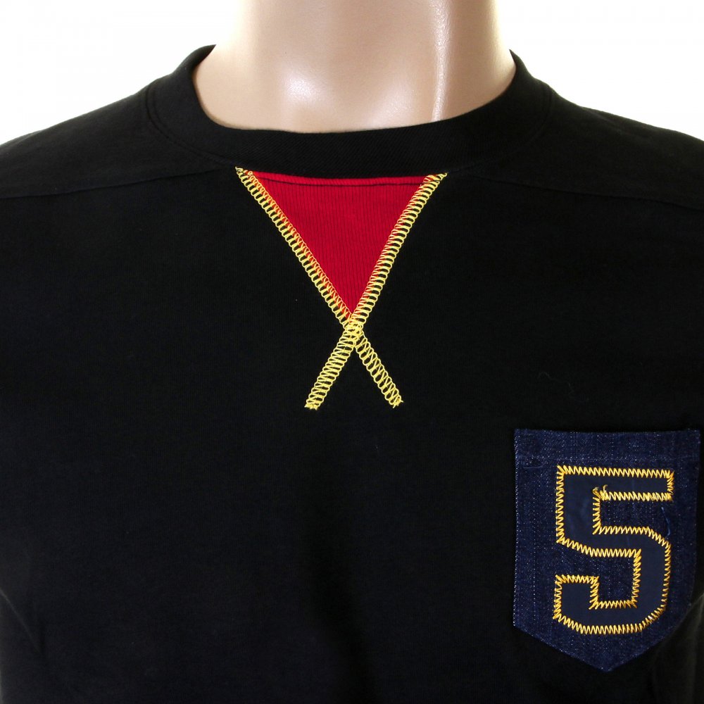 Black Original Rare Evisu t shirt with denim pocket