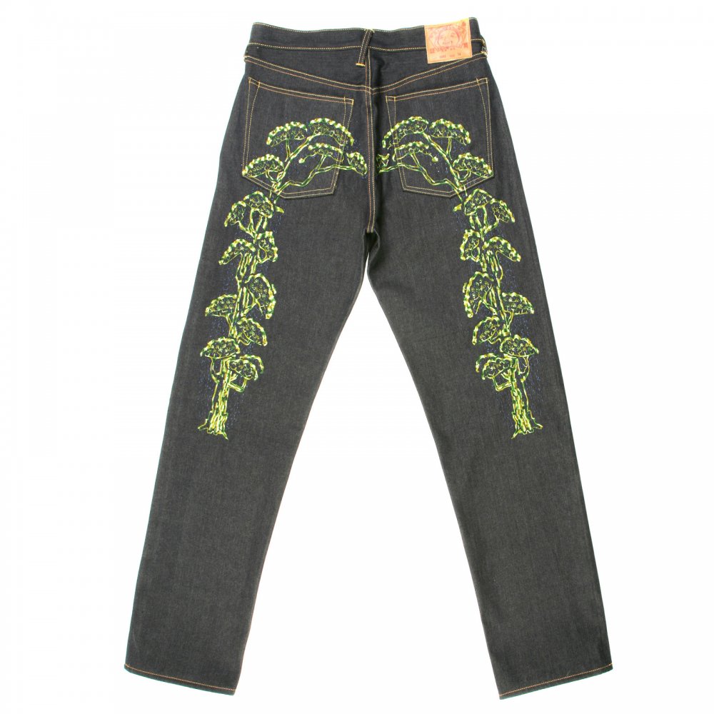 Vintage Cut Embroidered Bonsai Tree Jeans