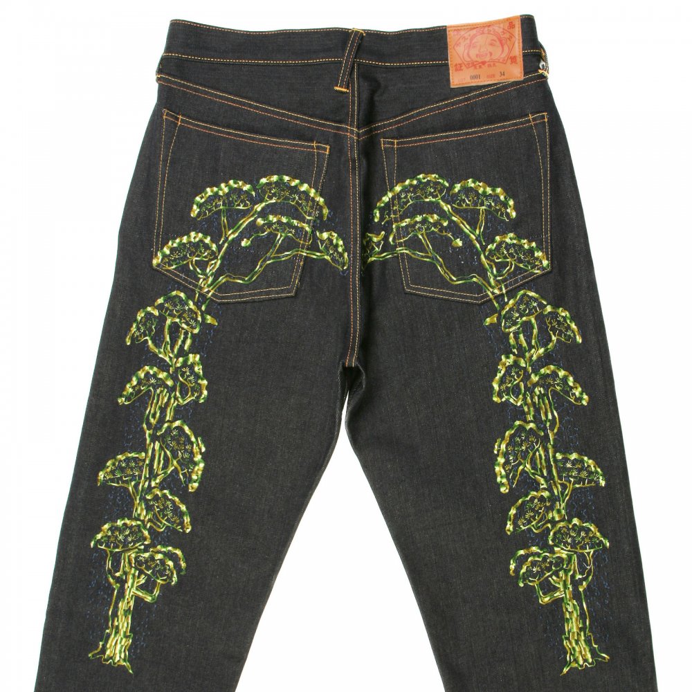 Vintage Cut Embroidered Bonsai Tree Jeans