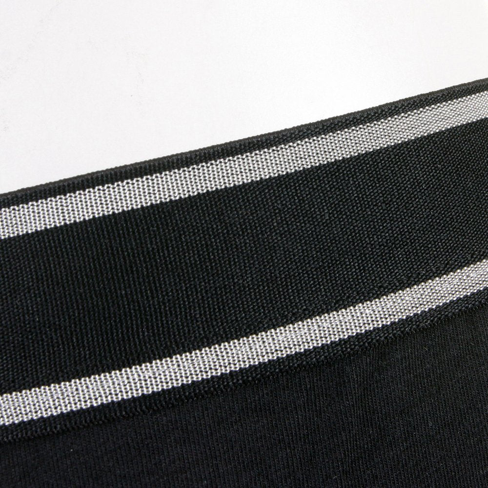 Black Stretch Cotton Trunk, Black with White Stripe Waistband
