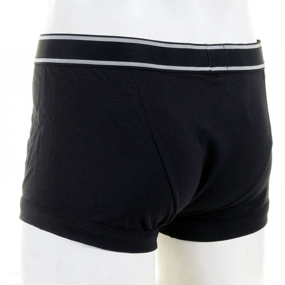 Black Stretch Cotton Trunk, Black with White Stripe Waistband