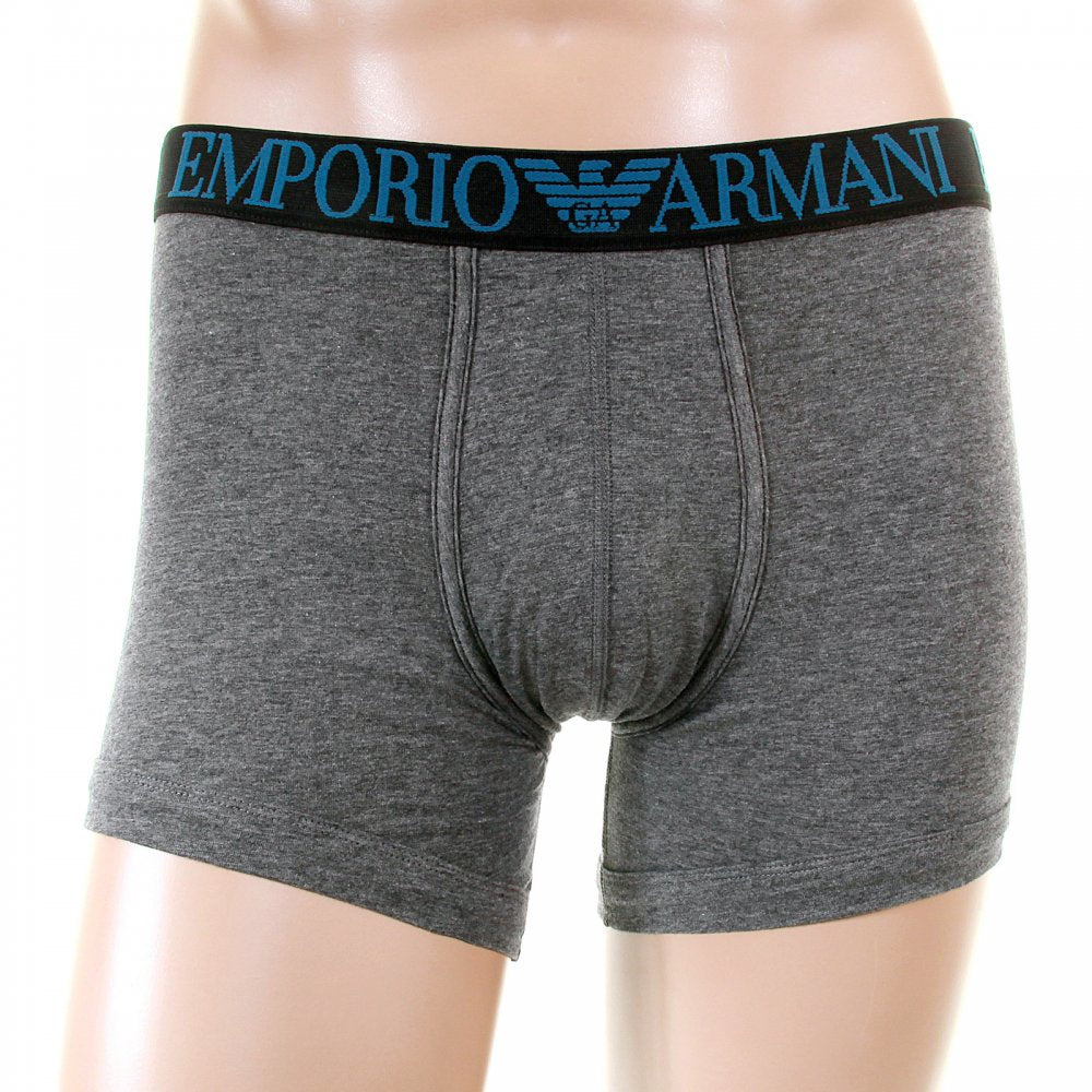 Dark Grey Stretch Cotton Boxer With Logo