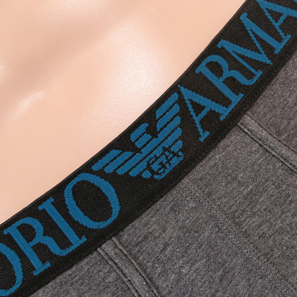 Dark Grey Stretch Cotton Boxer With Logo