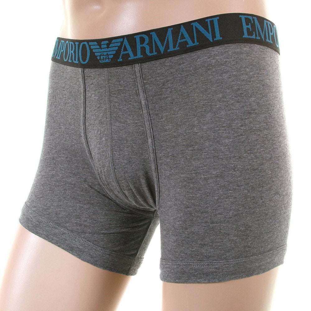 Dark Grey Stretch Cotton Boxer With Logo