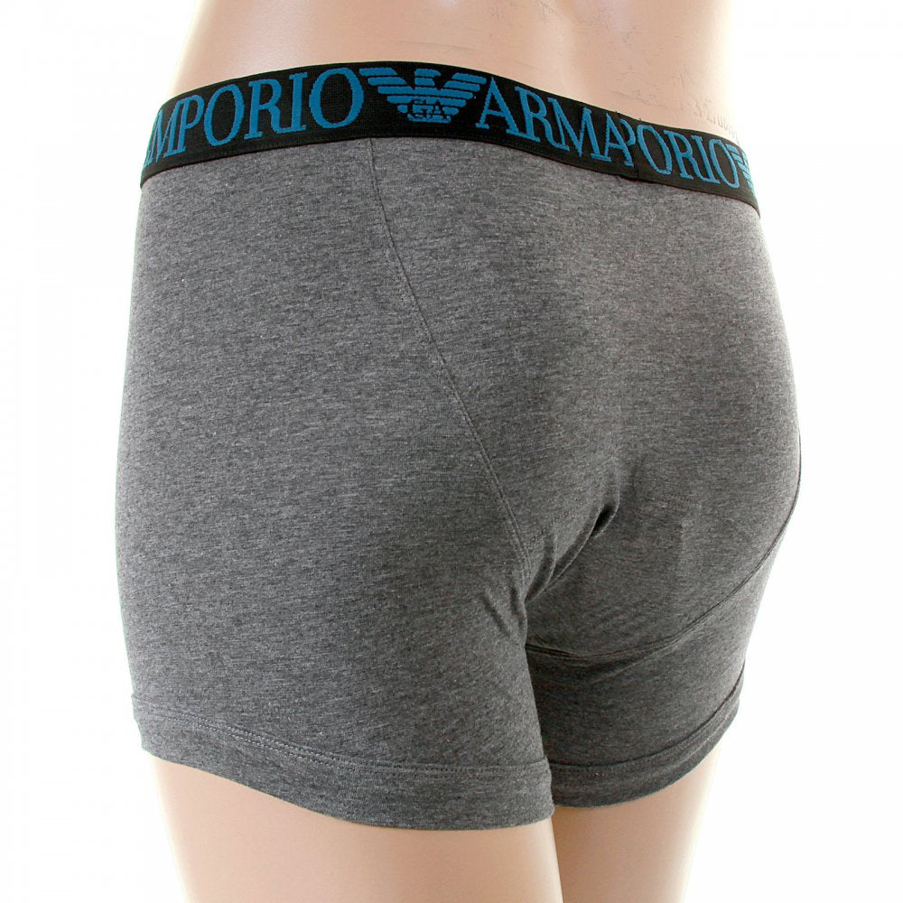 Dark Grey Stretch Cotton Boxer With Logo