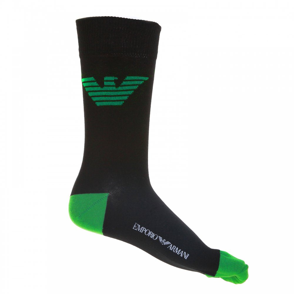 Soft Stretch Black with Green Socks