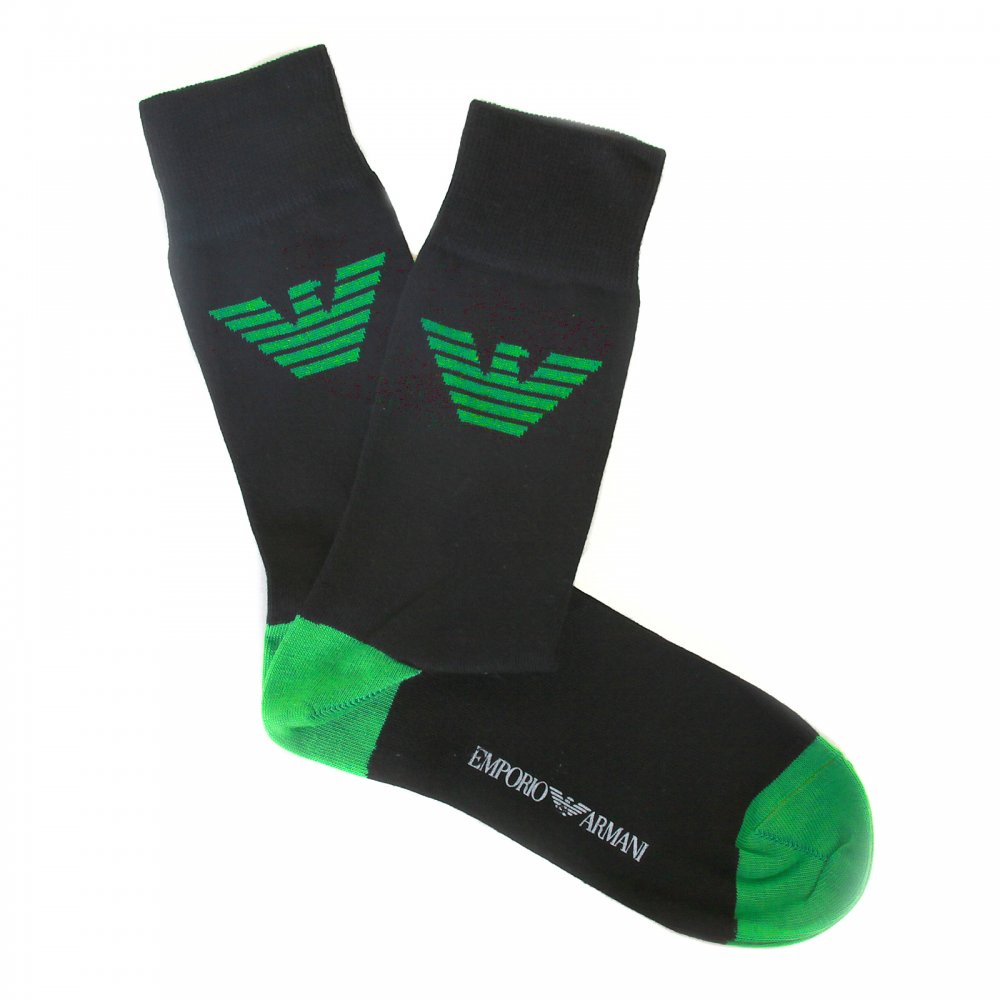 Soft Stretch Black with Green Socks