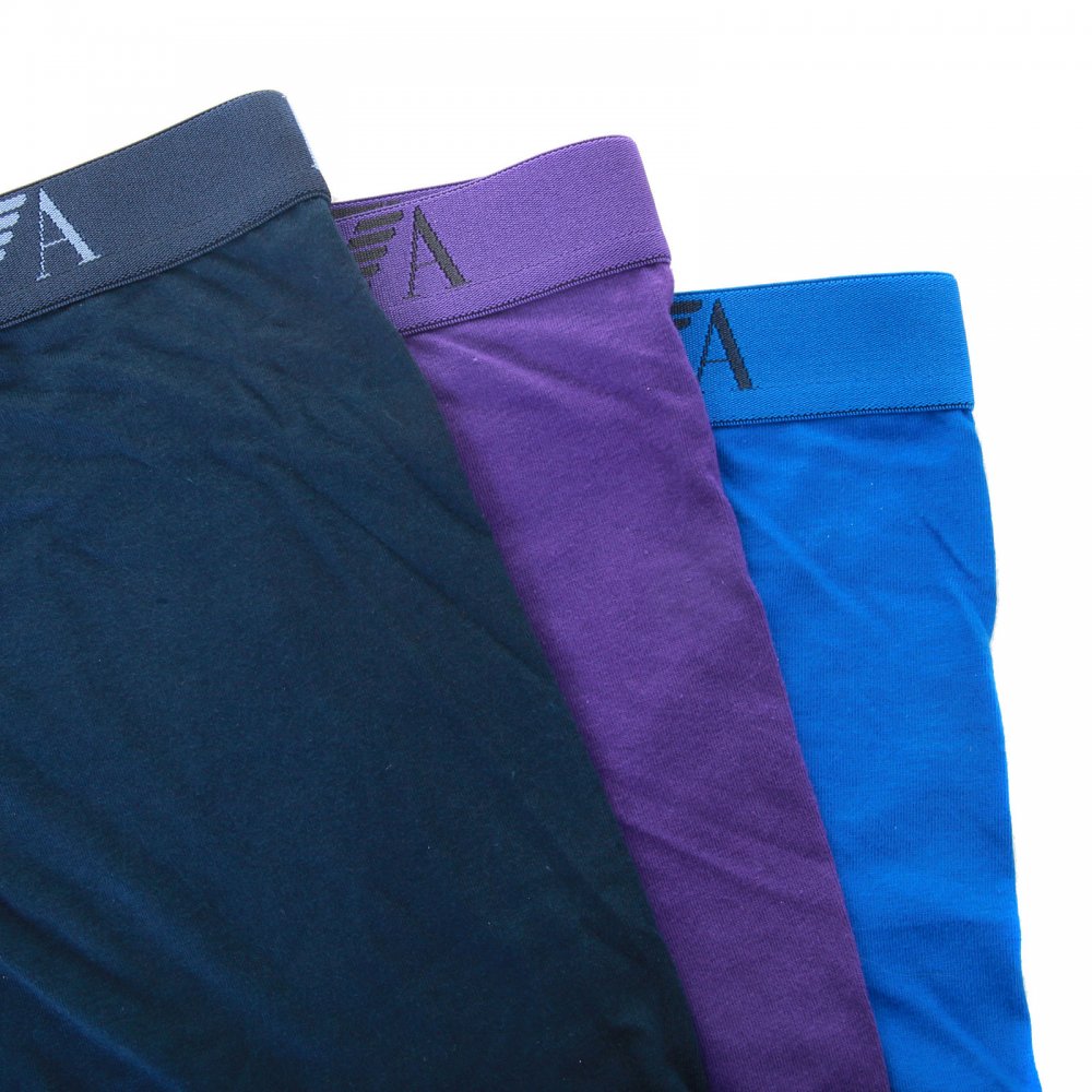 Three Pack Cotton Trunks with Logo Waistband