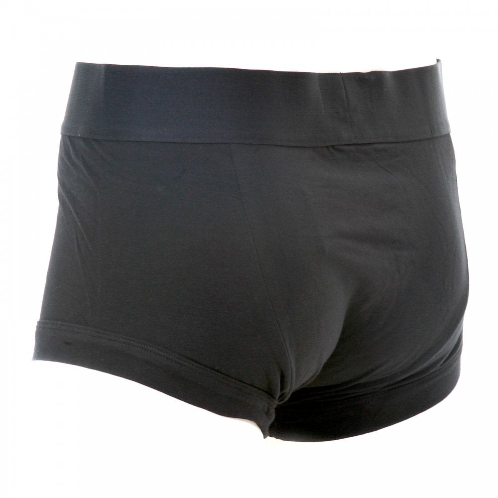 Black Stretch Cotton Trunk with Black Waistband and Grey Logo