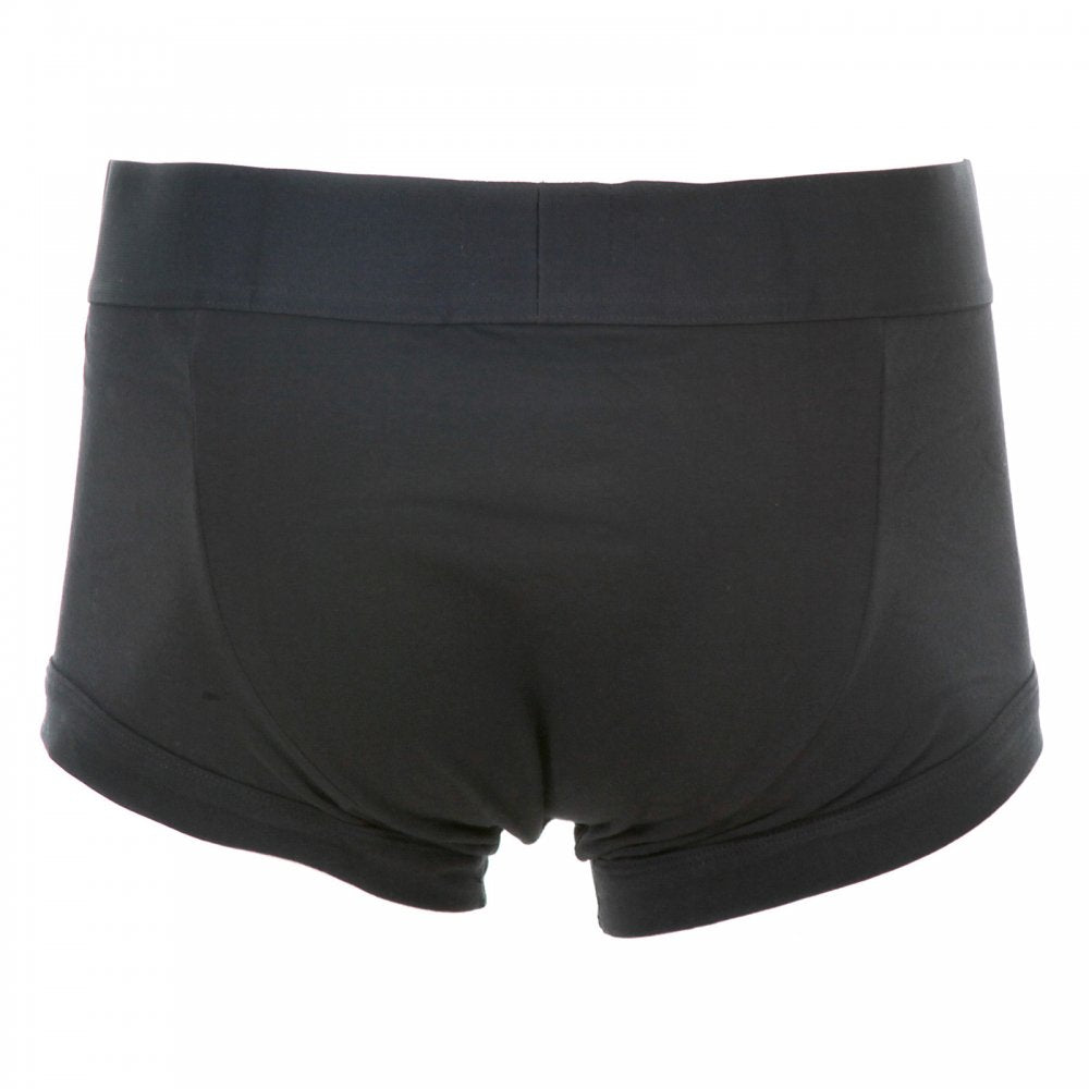 Black Stretch Cotton Trunk with Black Waistband and Grey Logo