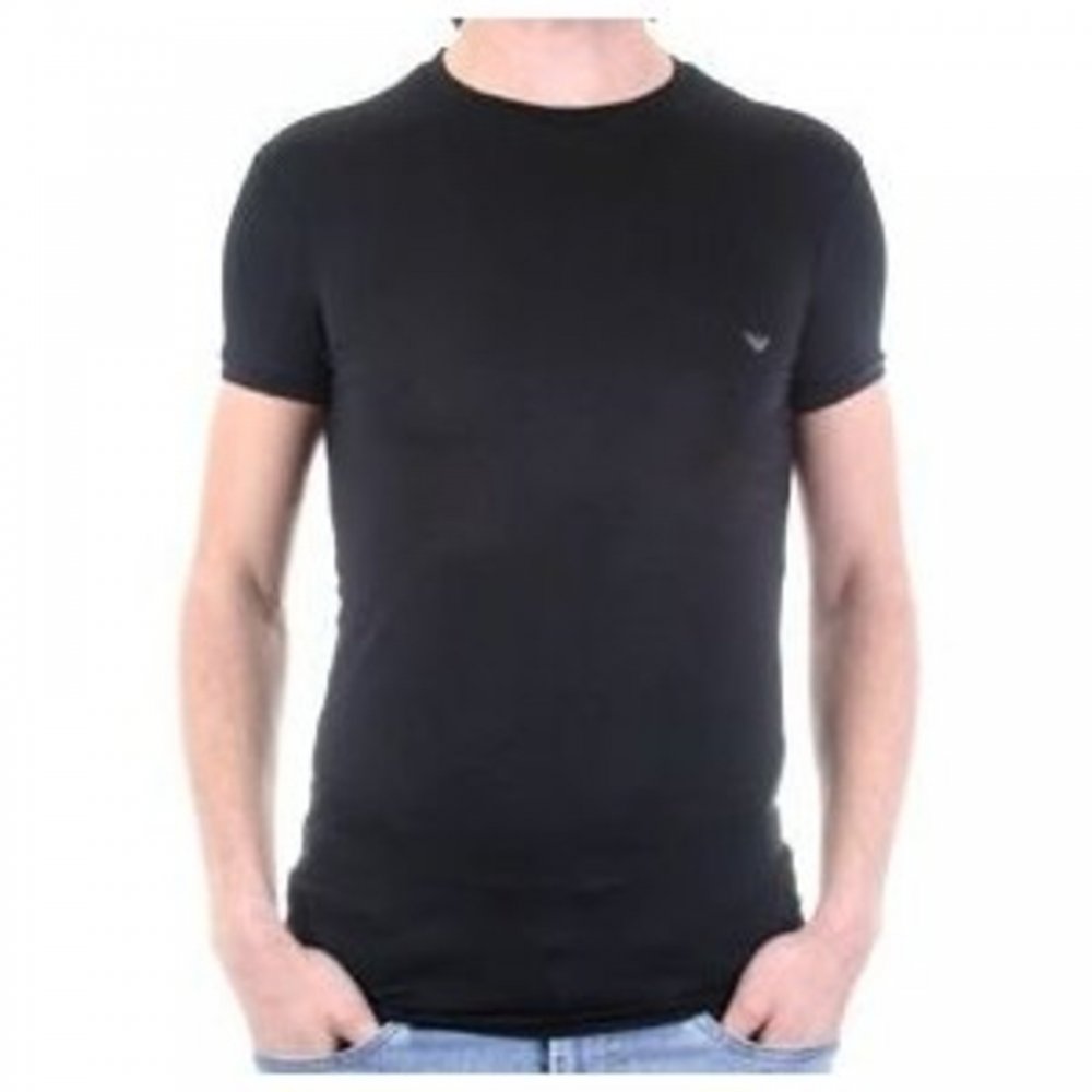 Black, Short Sleeve, Fitted Crew Neck T-Shirt