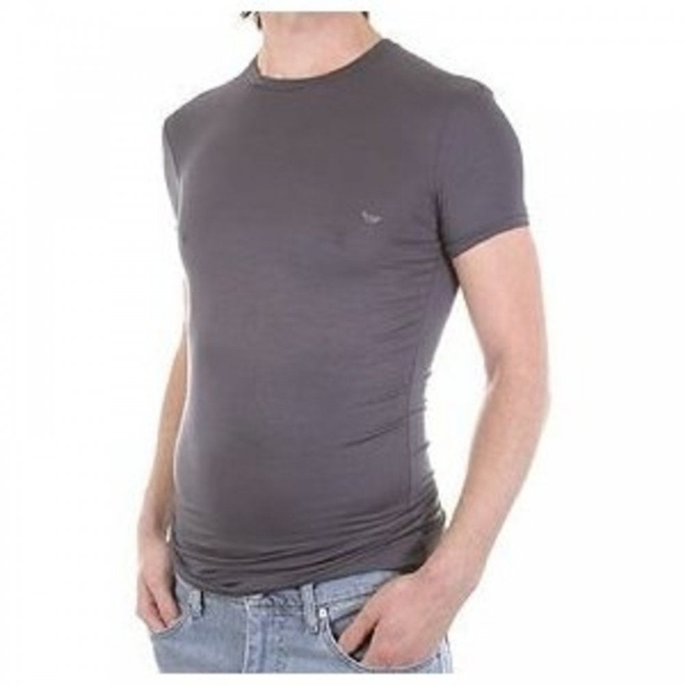 Slate Grey, Short Sleeve, Fitted Crew Neck T-Shirt
