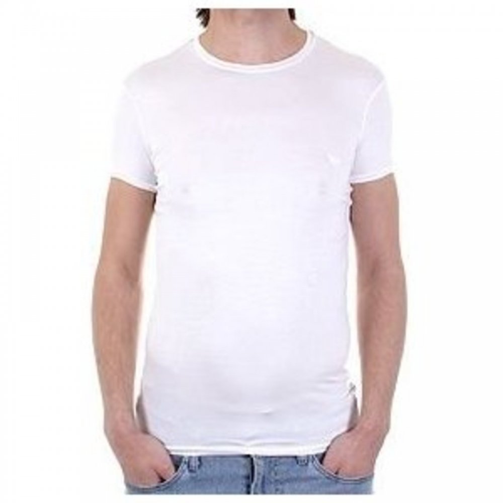White, Short Sleeve, Fitted Crew Neck T-Shirt