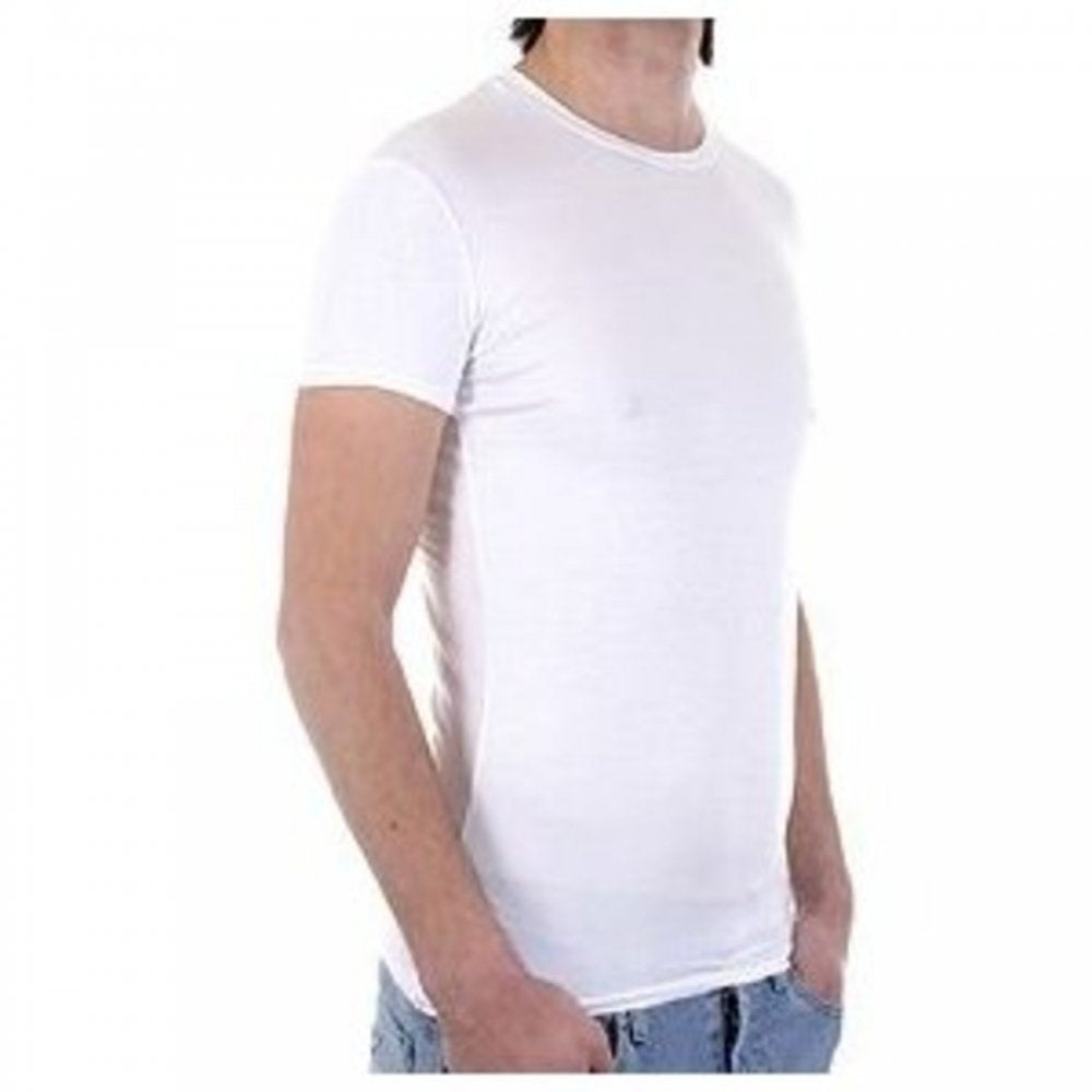 White, Short Sleeve, Fitted Crew Neck T-Shirt