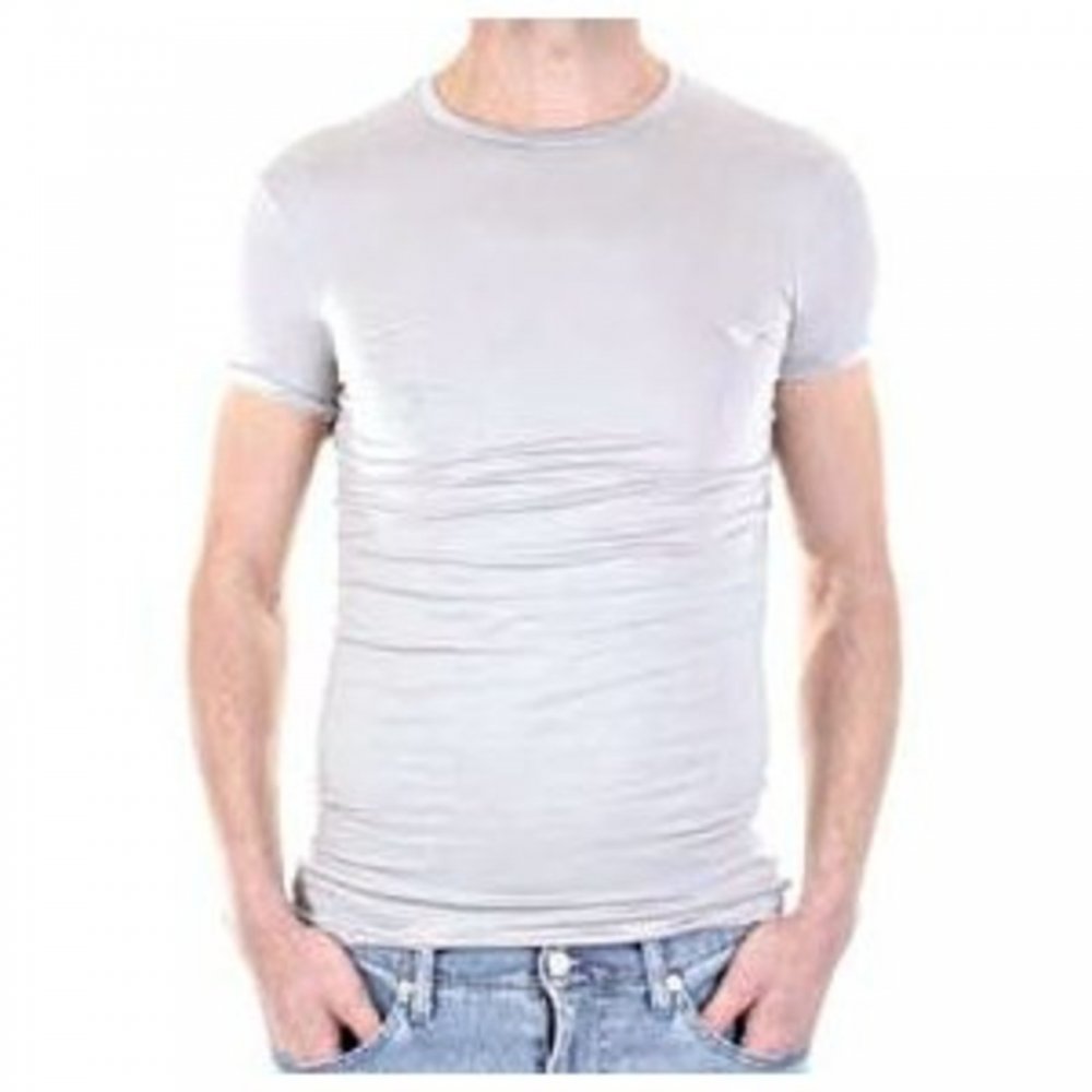 Light Grey, Short Sleeve, Fitted Crew Neck T-Shirt