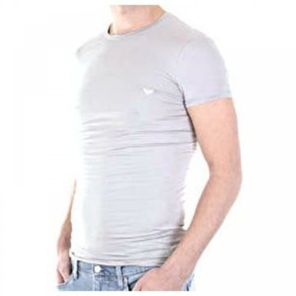 Light Grey, Short Sleeve, Fitted Crew Neck T-Shirt
