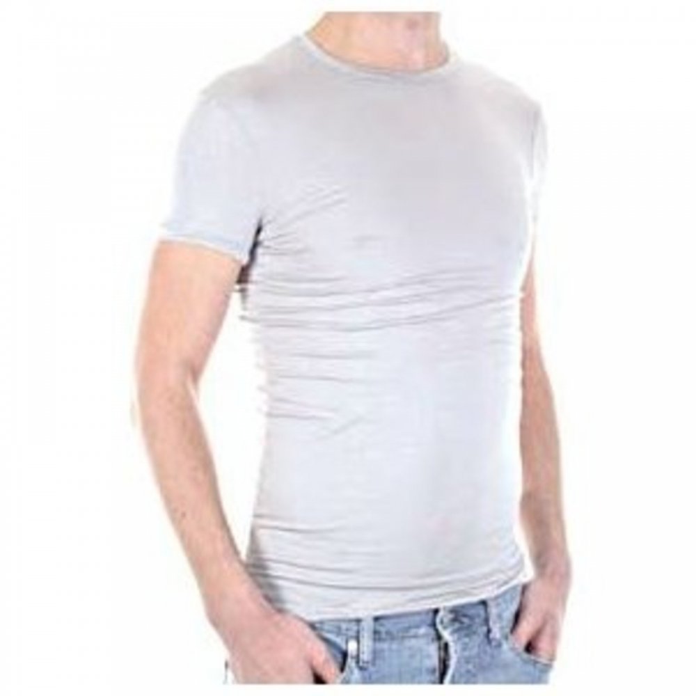 Light Grey, Short Sleeve, Fitted Crew Neck T-Shirt