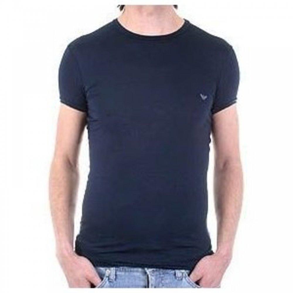 Navy Blue, Short Sleeve, Fitted Crew Neck T-Shirt