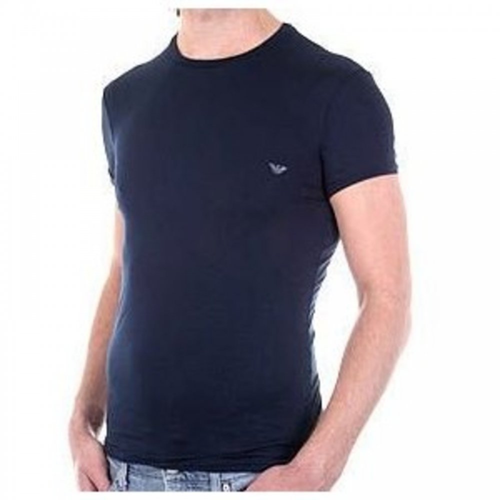 Navy Blue, Short Sleeve, Fitted Crew Neck T-Shirt