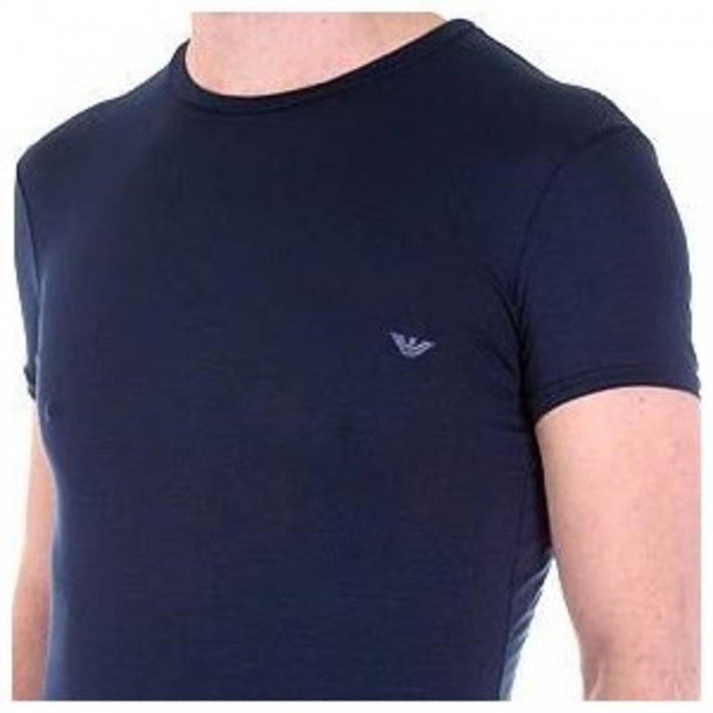 Navy Blue, Short Sleeve, Fitted Crew Neck T-Shirt