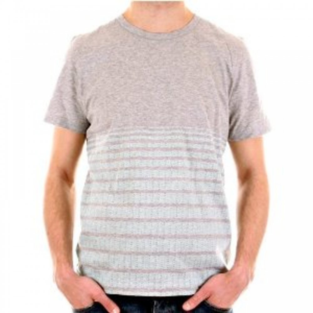 Marl Grey and Aqua Green Printed Short Sleeve T-Shirt